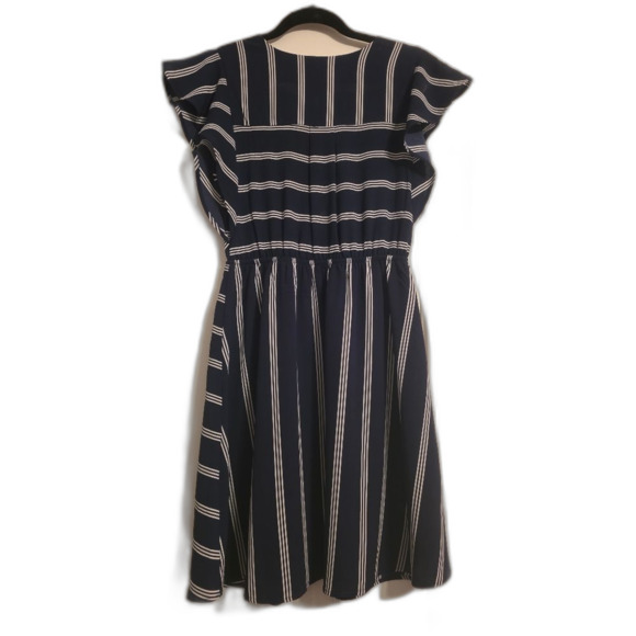 Monteau Navy and White Striped Midi Dress - Picture 3 of 4